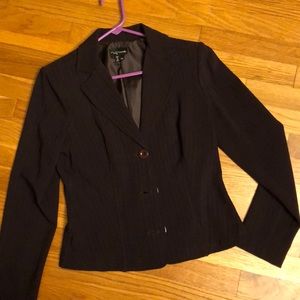 Cute dark purple jacket and skirt set.